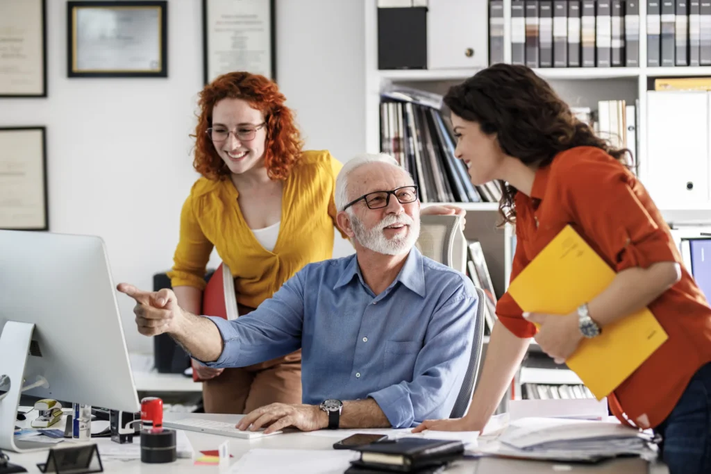 Warehouse logistics and distribution company team happy to find a solution